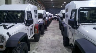 UN Custom Jeeps in Warehouse