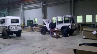 J8 Troop Carrier Jeeps in Warehouse